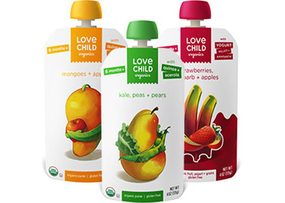 Custom Printed Spout Pouch Packaging , Reusable Disposable Baby Food Pouches With Spout