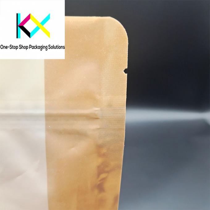 Gepersonaliseerd drukken Kraft Stand Up Pouch met Ziplock Kraft Paper Coffee Bags 130-140um 2