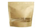 Custom 200g 500g Ziplock Stand Up Kraft Paper Pouch With Clear Windows , Recycled