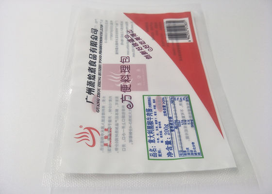 8 Colors 121 Degree Plastic Food Packaging , Italy Black Pepper Beef Sauce Pouch Packaging